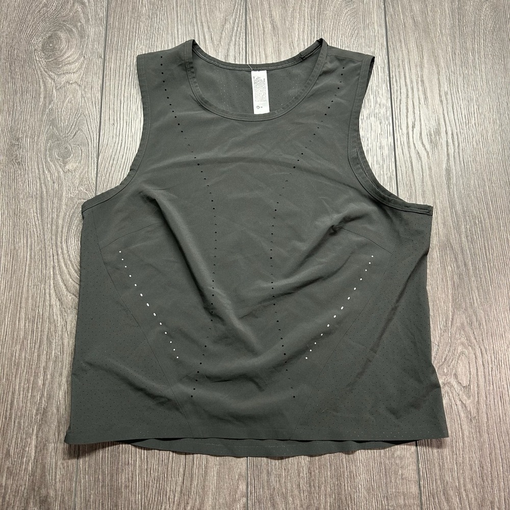 Lululemon Women Dark Green Perforated Size 6 Sleeveless Training Tank Top Yoga